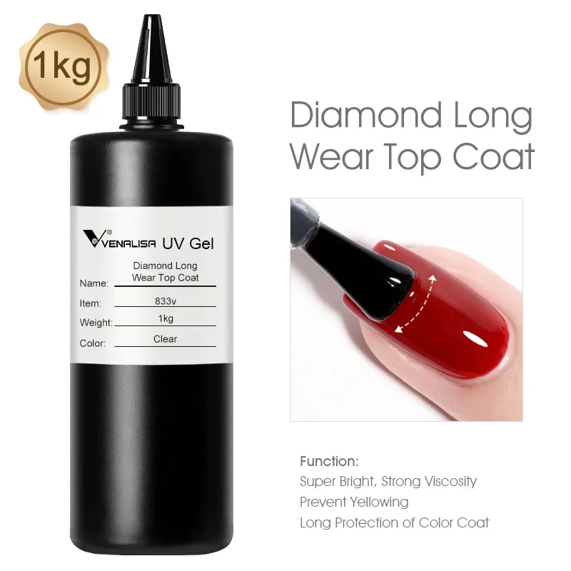 

1L Big Volume Long Wear Diamond Top Coat Venalisa Jelly Pink Construction Gel Polish Raw Material Soak Off UV LED Gel Varnish