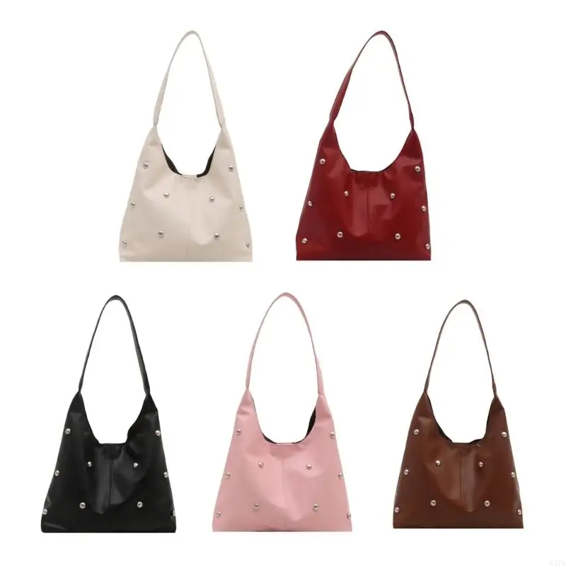 

Crescents Shoulder Bags Punk Rivets Clutches Toted Purses Hoboes Bags Womens 547A