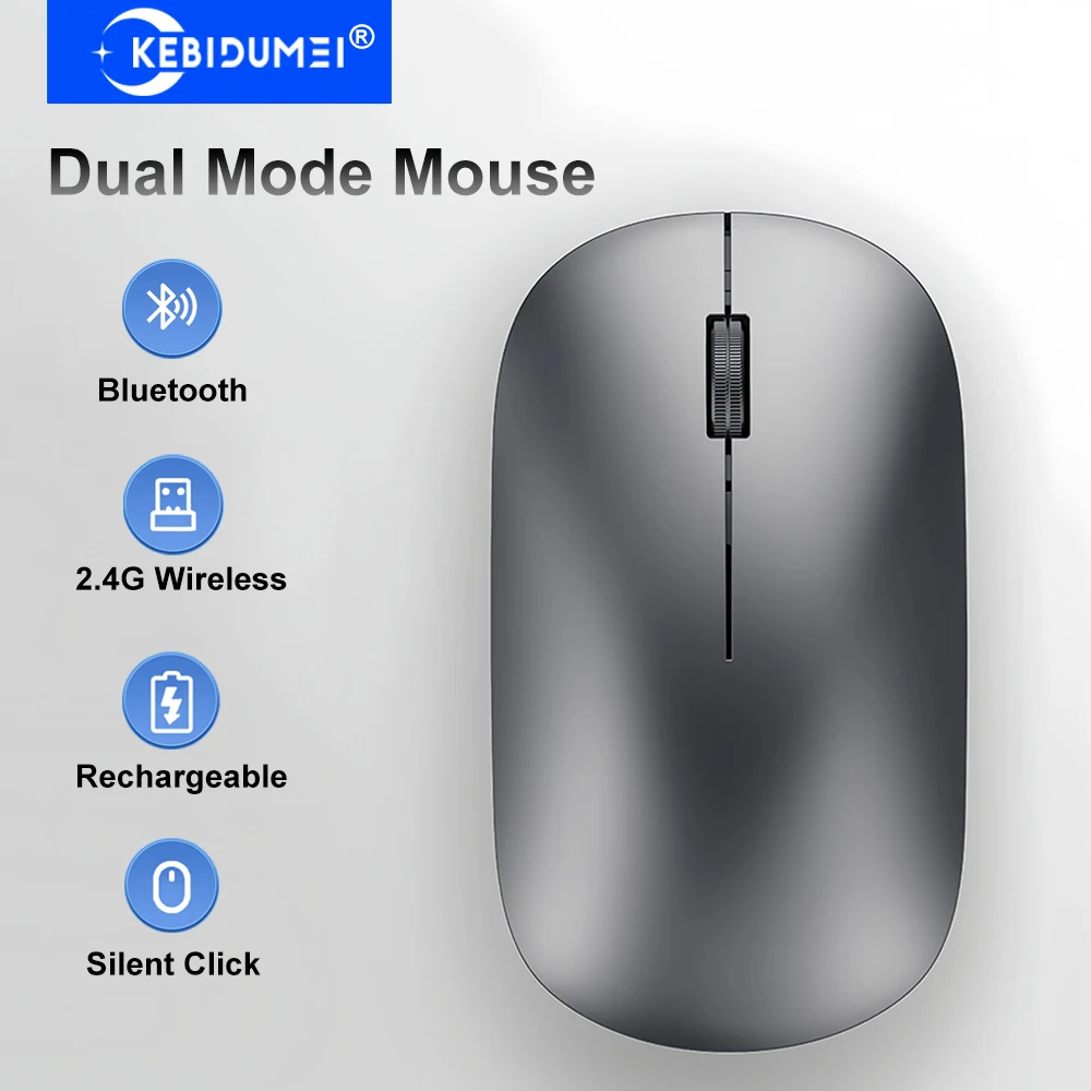 2.4G Wireless Mouse Bluetooth Mouse Dual-Mode Rechargeable Mouse Gaming Mice Office Silent Button Mouse for PC Laptop Tablet