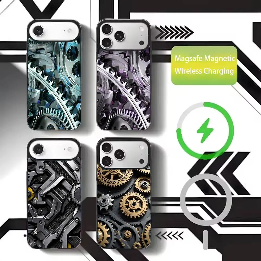 

Steampunk Gear Mechanical COOL Phone Case For iPhone17,16,15,14,13,12,11 Plus,Pro Max Magnetic For Magsafe Wireless Charging
