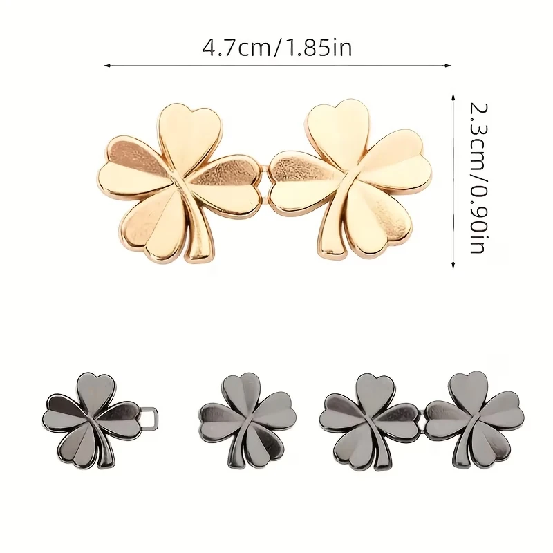 4Pairs  Adjustable Waist Tightener Four Leaf Clover Trousers Waist Buckles for Jeans Pants Skirts Snap Button Adjuster Clips