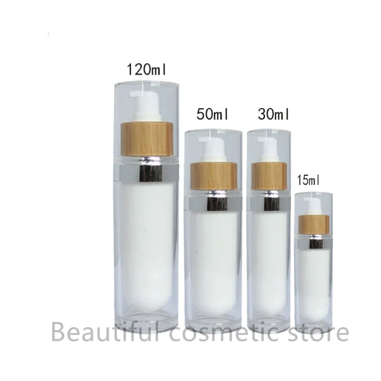 

high quality cosmetics packaging frosted bamboo glass acrylic cream cosmetic jars with glass inner nature bamboolidbamboobottle