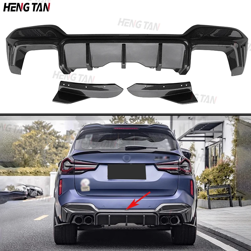 

For BMW X3M F97 2022+ Dry Carbon Fiber Car Rear Bumper Lip Diffuser Spoiler Flaps Apron Parts Upgrade Body kit