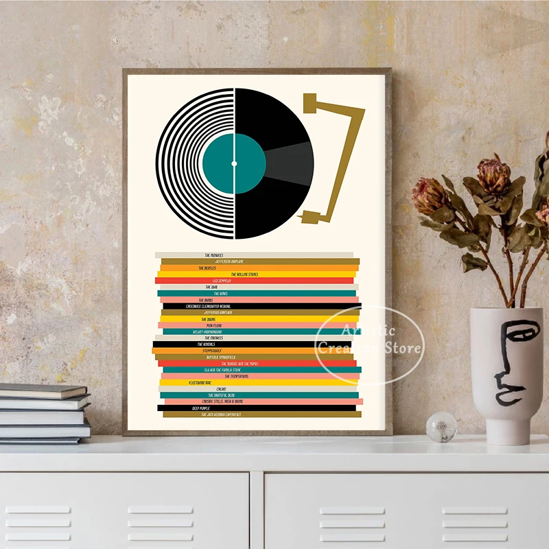 Minimalist Cartoon Dog Record Tape Love Poster Canvas Painting Prints Living Room Bedroom Club Nordic Wall Art Home Decor Gifts