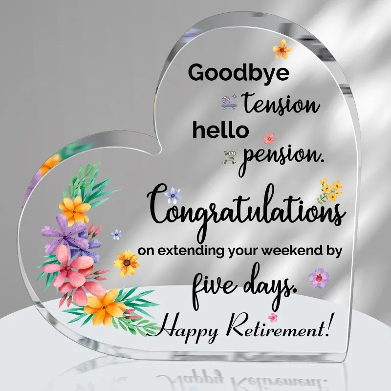 Funny Retirement Acrylic Sign, Farewell Gift for Colleagues Boss Friends, Battery-Free Desk Decor