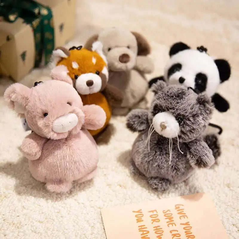 جميل الإبداعية قلادة مجموعة ألعاب من نسيج مخملي صغير الزرافة لينة محشوة الحيوان الوردي الأرنب بلوشيز دمية ظهره ديكور للأطفال فتاة هدية