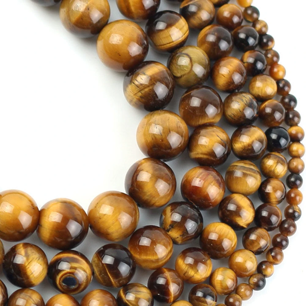 2 مللي متر/3 مللي متر/4 مللي متر/6 مللي متر/8 مللي متر/10 مللي متر/12 مللي متر حجر عين النمر الطبيعي الحقيقي الخرز لصنع المجوهرات البني السلس مطرز شارات صنع بيرلز