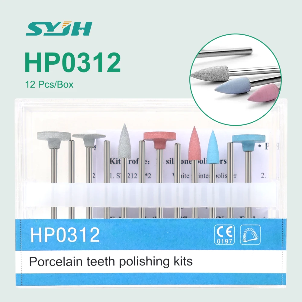 

12Pcs/Box HP0312 Dental Porcelain Teeth Polishing Kits Dental Composite Resin Set Silicone Disposable Polishers Dentistry Tools