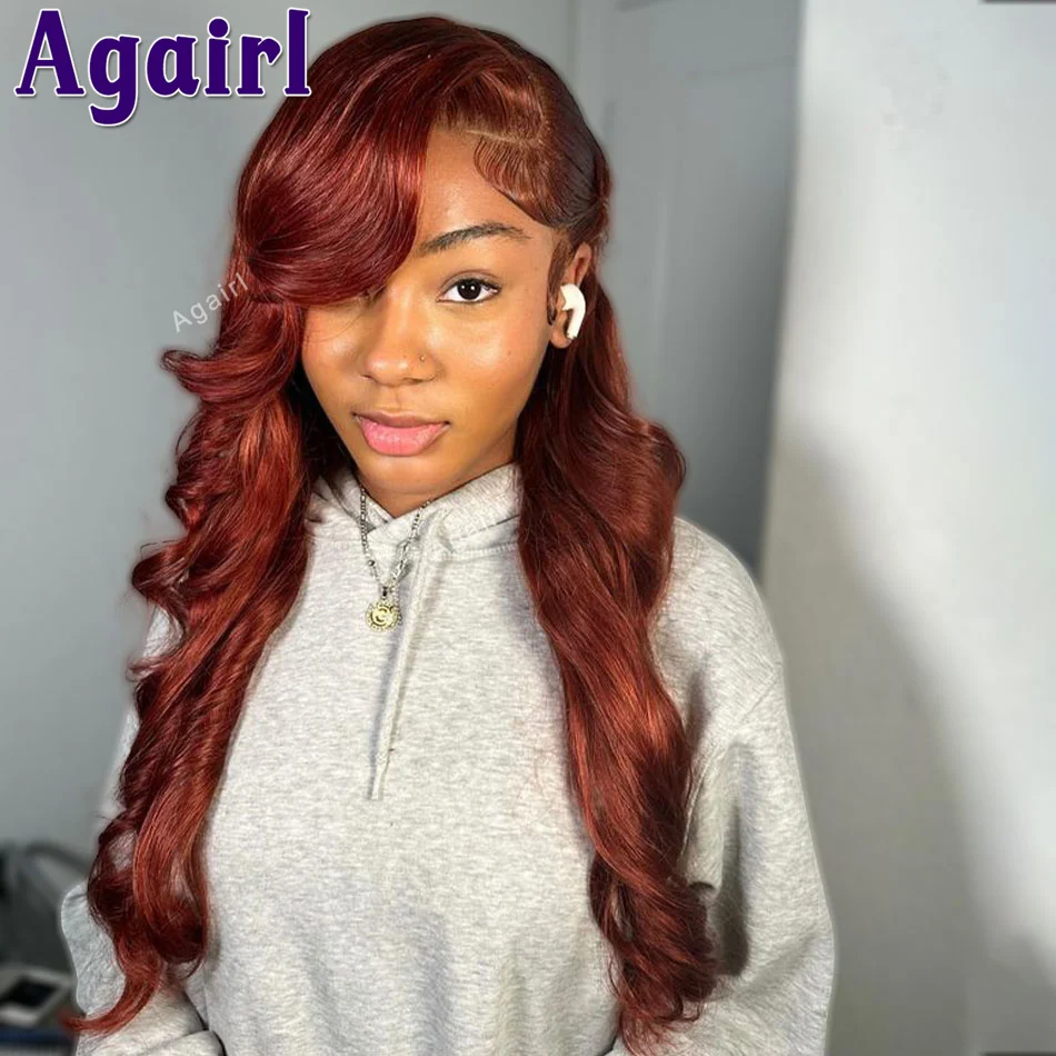 

200% Reddish Brown 13X6 13X4 Transparent Lace Frontal Human Hair Wigs PrePlucked 6X4 Lace Closure Body Wave Wigs for Black Women