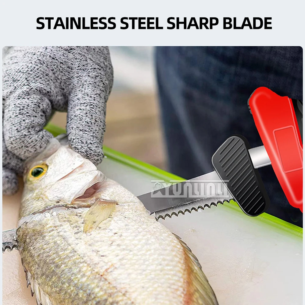 Lithium-Ion Electric slicer knife Outdoor Electric Fish Cutter with Non-Slip Grip Handle Stainless Steel Blade