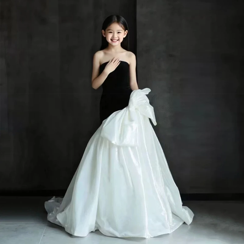 2026 Children Girls Princess Dress Costume Kids Black Piano Performance  Gown Pageant Party OutfitViolin Model Runway Evening