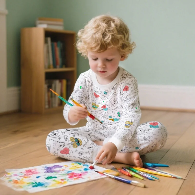 DIY Children's Pajamas Hand Drawn Graffiti Home Clothes Two-Piece Set Of Children's Clothing