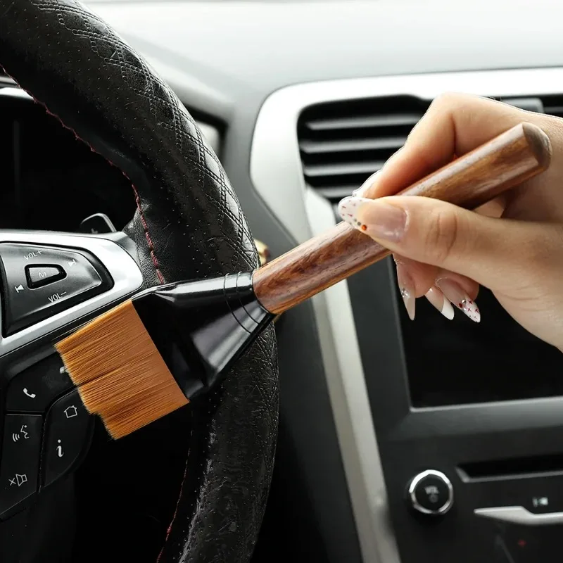 Cleaning Brush Wood Handle Tools Car Interior Detailing Air Outlet Interior Dust Removal Brushes Auto Clean Tools