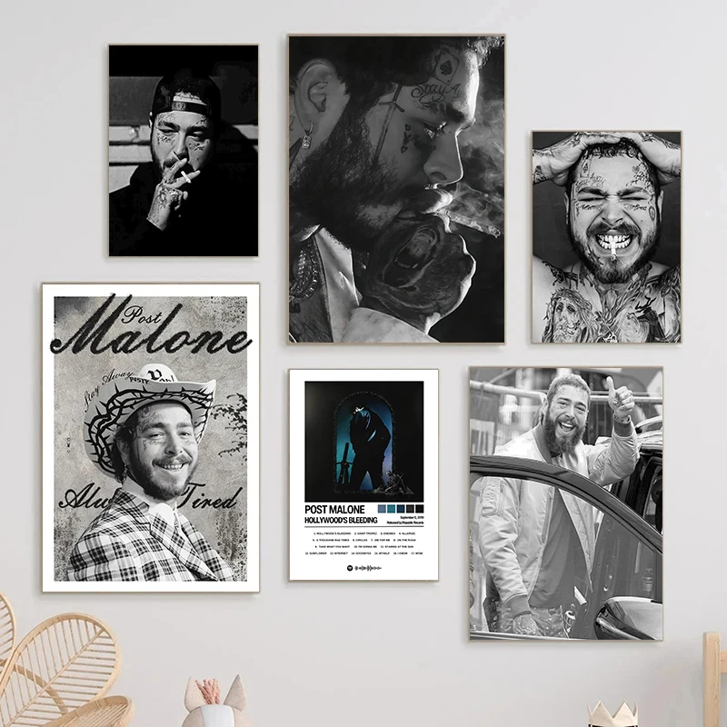 Modern Pop Rock Hip Hop Singer Post Malone Music Album Cover Poster Canvas Paintings Wall Art Pictures Home Decor