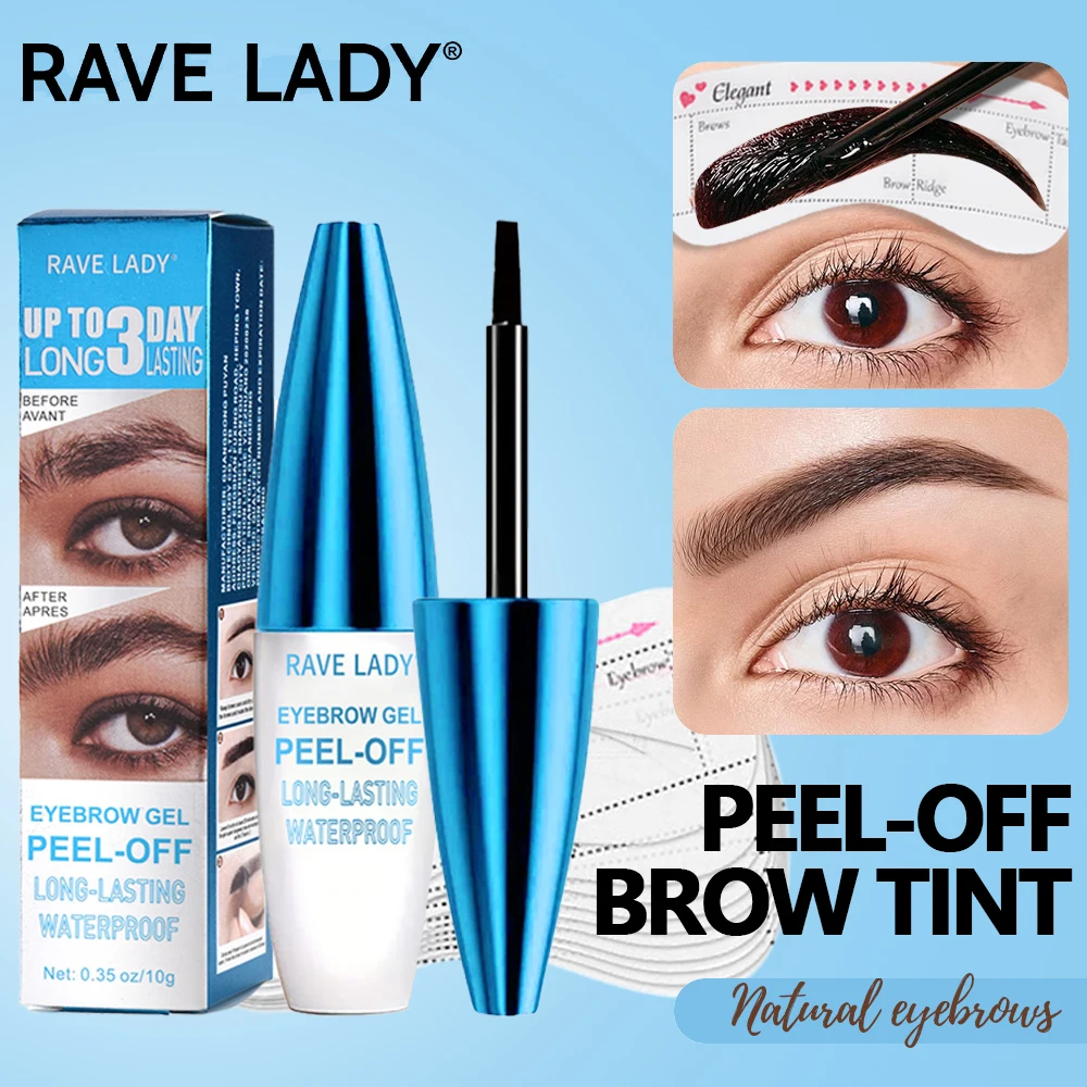 Rave Lady 3Pcs Tear-Off Eyebrow Glue Dye Waterproof Lasting Fasting-Dry One-Step Smudge-Proof Not Easily Fade Eyebrow Makeup
