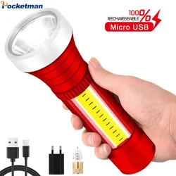 Leistungsstarke LED Taschenlampe Tragbare 4 Modi USB Aufladbare Taschenlampen Wasserdichte Taschenlampe mit COB Seite Licht und Gebaut-in Batterie