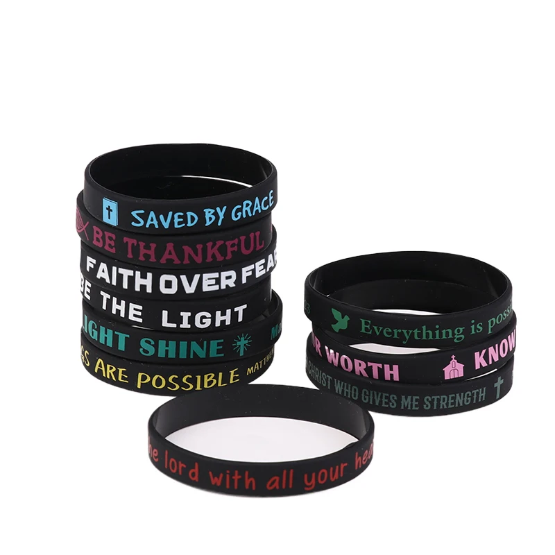 30pcs Inspirational Bible Verse Silicone Wristbands Faith-Based Rubber Bracelets, Perfect Christian Gifts For Men, Women & Teens