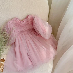 Girls Wedding Princess Dress Baby Kids Elegant Party Tutu Fluffy Prom Gown Children Mesh Clothes Evening Tulle Birthday Dresses