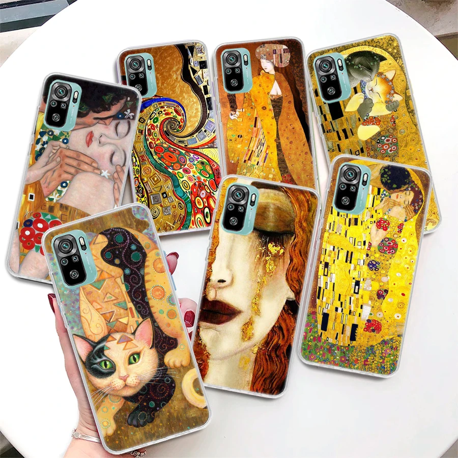 Kiss by Gustav Klimt Desig Coque Phone Case For Xiaomi Redmi Note 13 12S 12 11S 11T 11E Pro Plus 11 10 10S 9 9S 8 8T 5G Cover No