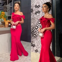 Elegant Off-the-shoulder Mermaid Sweep/Brush Evening Dresses Bows Satin Formal Occasion Gown Выпускные платьяvestidos de ocasión