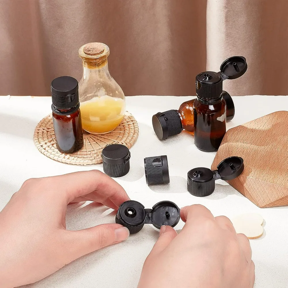 36pcs 20/410 Black Flip Top Caps Plastic Flip-Open Caps Replacement Flip-Top Cap 20mm Inner Diameter Flip Top Dispensing Caps image 3