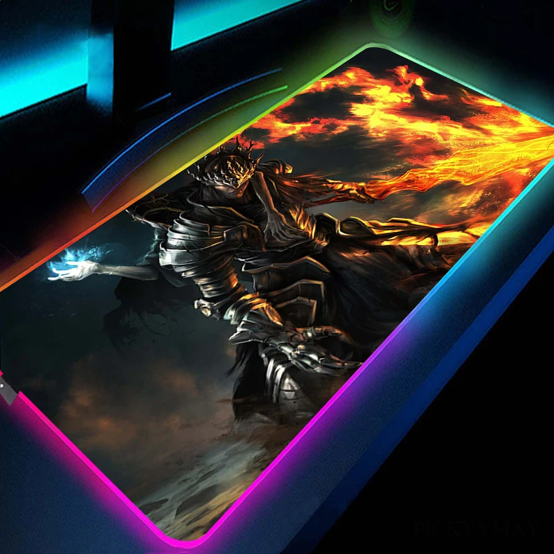 

Dark Souls Gaming Mouse Pad RGB Backlight Mat 900x400 Gamer XXL Computer Mousepad Beast Non-Slip Rubber Desk Mat Keyboard Mat