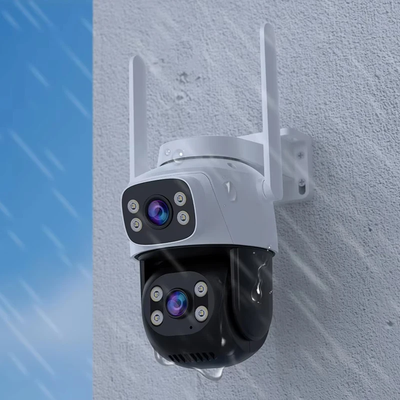 

IP-камера с двумя объективами и двойным экраном, Wi-Fi, PTZ-камера, уличная 4-мегапиксельная камера с искусственным интеллектом, автоматическое отслеживание, CCTV HD, двустороннее аудио-видео наблюдение, домашние камеры