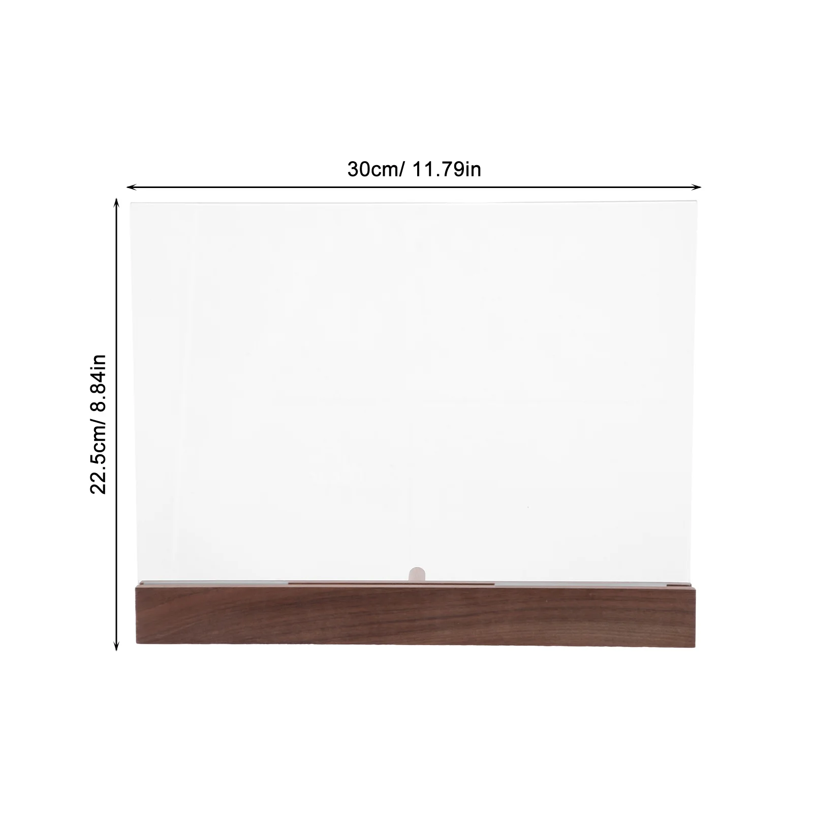 حامل علامة أكريليك، إطارات شفافة مزدوجة الجوانب، قاعدة من خشب الجوز، قائمة عرض، حامل شهادة الطيارة #5