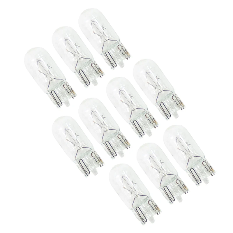 

10pcs T10 194 168 White Glass Car Instrument Dash Gauge Cluster Light Bulb Halogen Globe Lamp 12V 5W 3800K