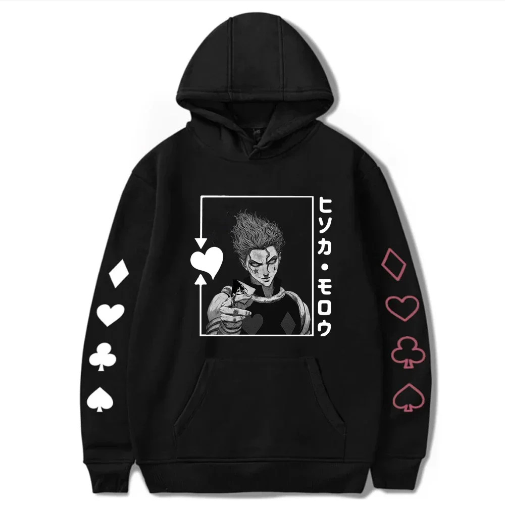 Hisoka Hunter X Hunter Anime Hoodie Harajuku Manga Fun Black and White Patterns Neutral Fashion Streetwear  Streetwear Clothing