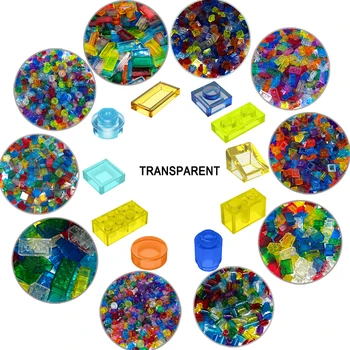 투명 혼합 색상 플레이트 타일 경사 원형 1x1 3024 4073 98138 3070 54200 빌딩 블록 부품, 벽돌 픽셀 아트 DIY 장난감, 300 개