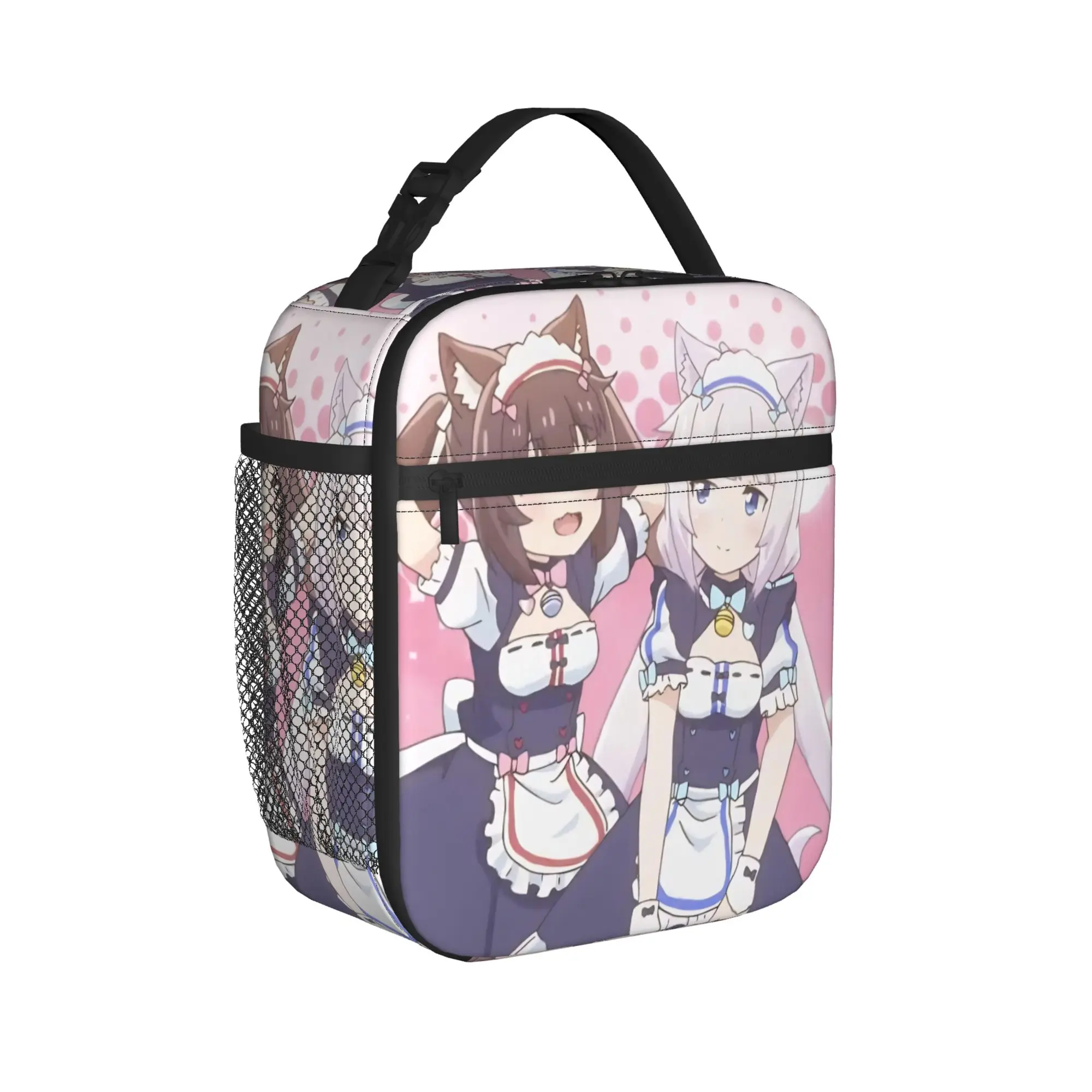 Twin Cat Girls Insulated Lunch Bag for Men Women  Food Container Bags Portable Thermal Cooler Bento Box For Travel