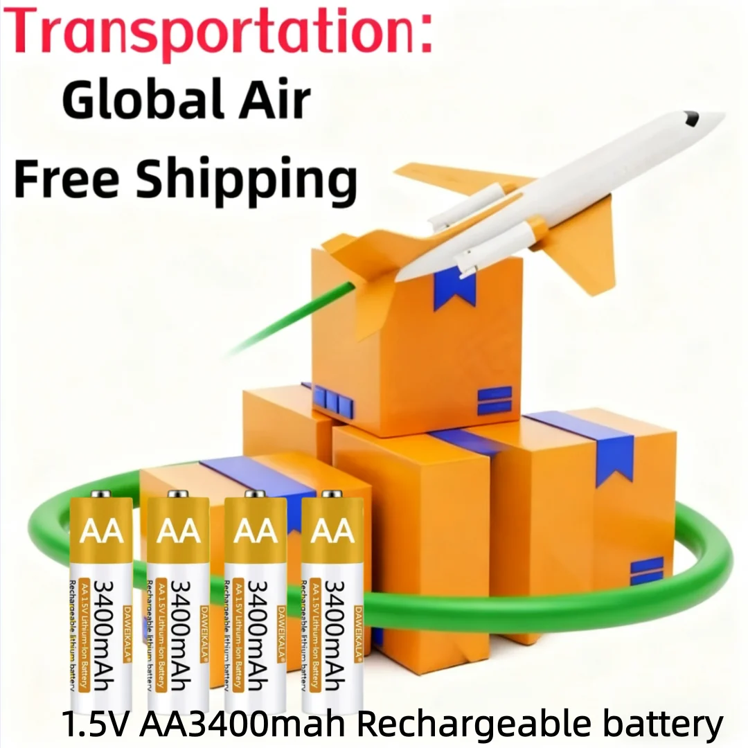 

AA Battery 1.5V Li-ion AA Rechargeable Battery 3400mAh AA Lithium-ion Battery for remote control mouse small fan Electric toy
