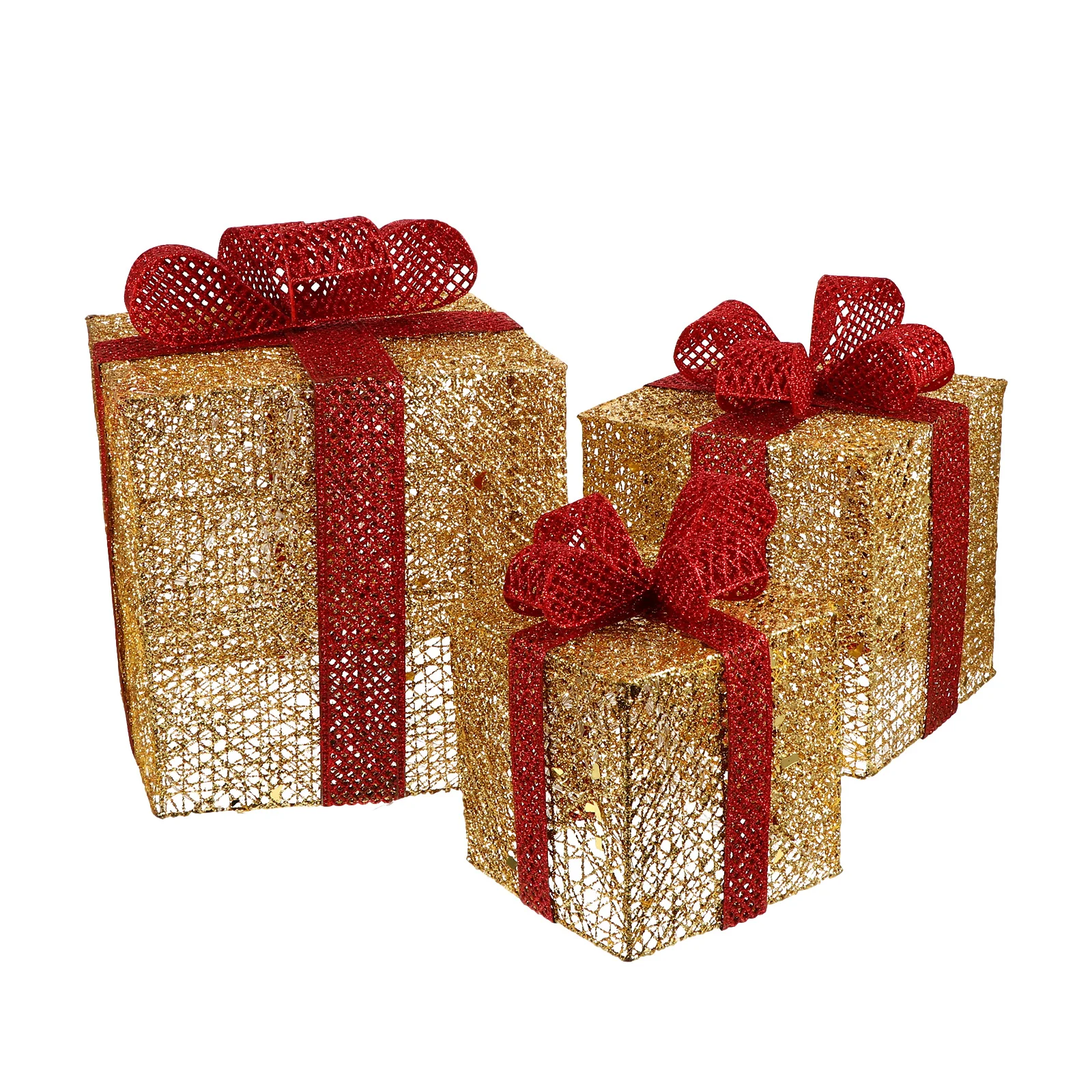 

3Pcs Christmas Lighted Present Boxes Reusable Party Decorations Store Mall Office Table Adornments Christmas Tree Decors