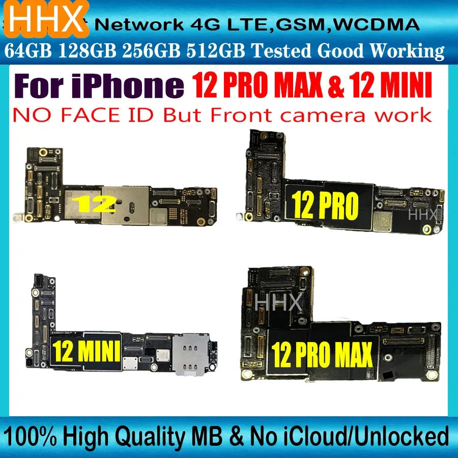 Clean iCloud For iPhone 12 / 12 Pro / 12 Pro Max Motherboard With Face ID Original Unlocked Logic Board Mainboard Working Placa