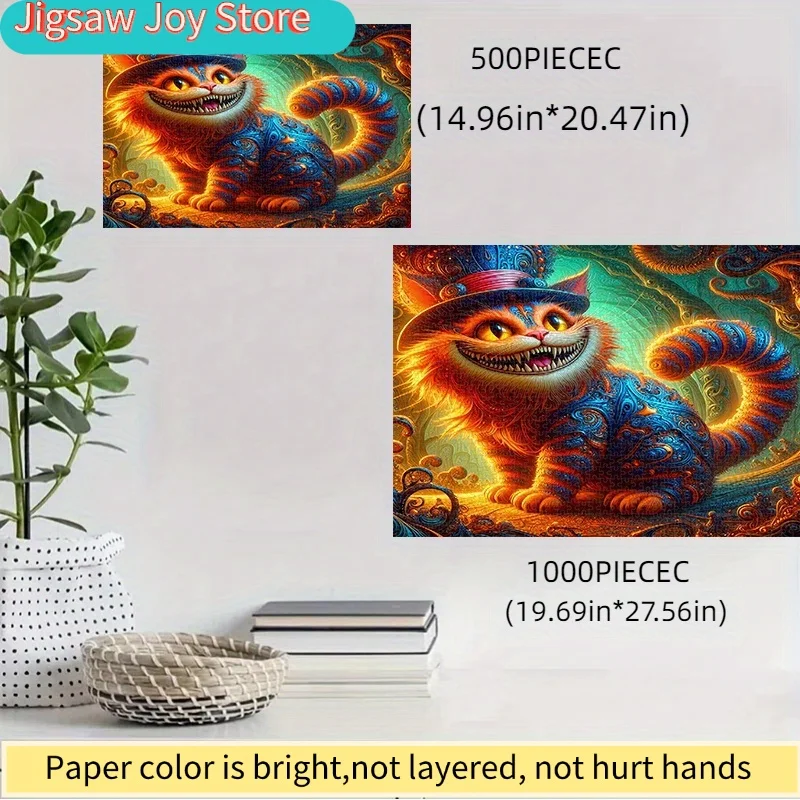 

Пазл 500/Disney, бумажный пазл для самостоятельной сборки, дизайн «Фантазийный Чеширский кот», изысканная подарочная коробка, плотный белый картон; подходит для