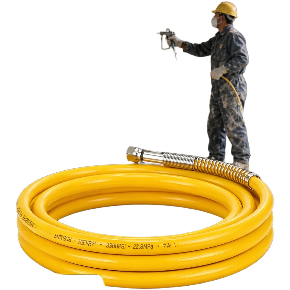 Flexible For Airless Spray Hose 2 to 30 Meter Lengths Nylon Reinforced Steel Wire Core High Burst Pressure 860kg Spray Pipe