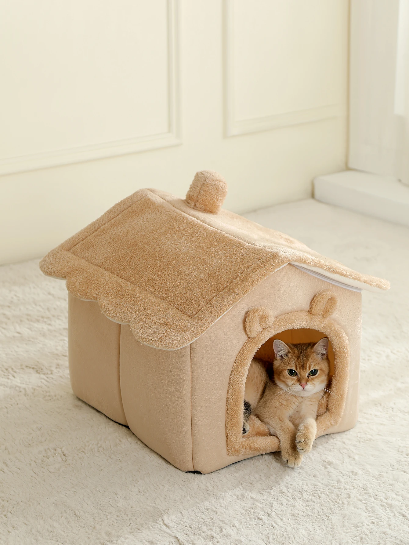 Foldable Washable Pet House Sofa Bed Removable Cushion Cave Bed for Small Dogs Cats Soft Pet Tent Cushion Suitable Four Season