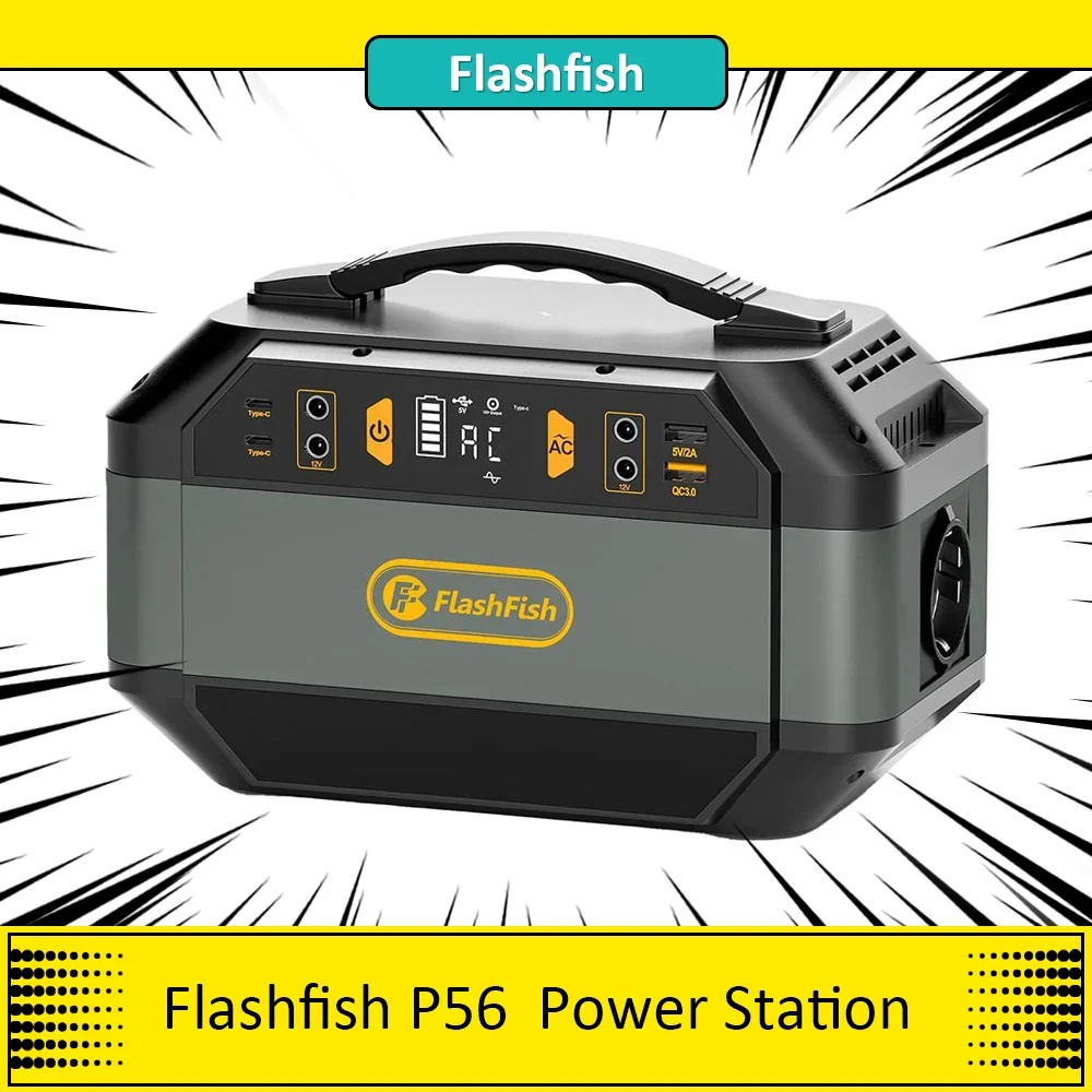 Flashfish P56 Portable Power Station, 288.6Wh Battery Pack Solar Generator, 330W AC Output, 600W Peak 9 Outputs Easy to Use