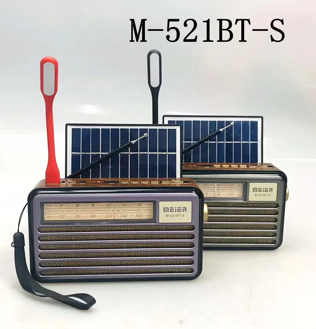 Multi Functional Solar Radio AM FM Shortwave Radio Portable Radio With Bluetooth Speaker M-521BTS FM Radio Retro