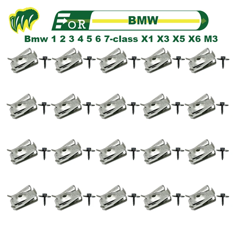 20 sets For Bmw 1 2 3 4 5 6 7-class X1 X3 X5 X6 M3 Auto Metal Nut Floor Trim Panel Trunk Side Trim Panel Buckle