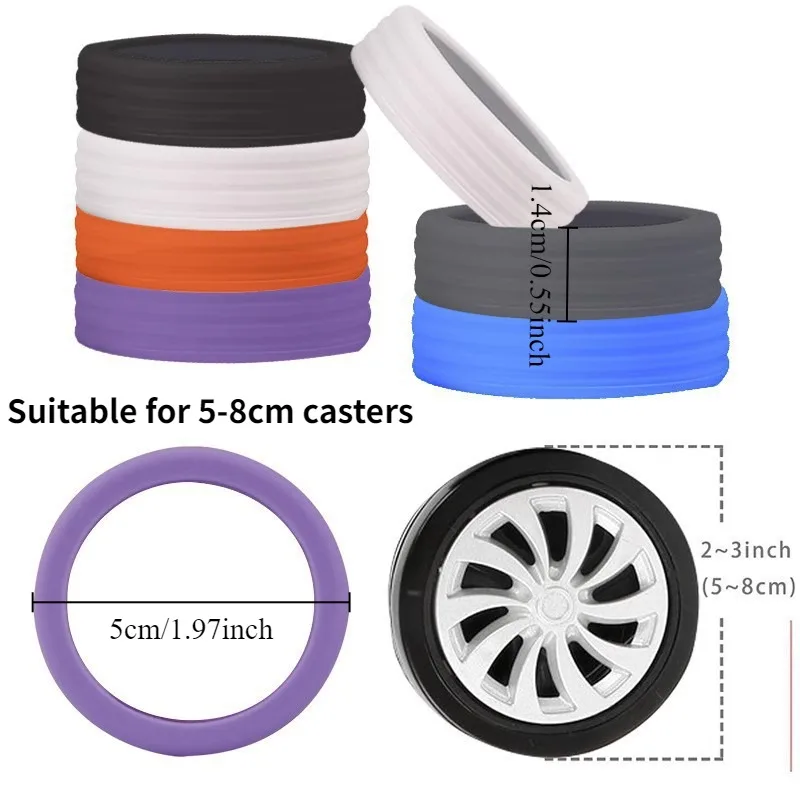 8PCS Suitcase Roller Protective Luggage Wheel Rubber Sleeves Silent Sleeves Trolley Wheel Replacement Protective Sleeves