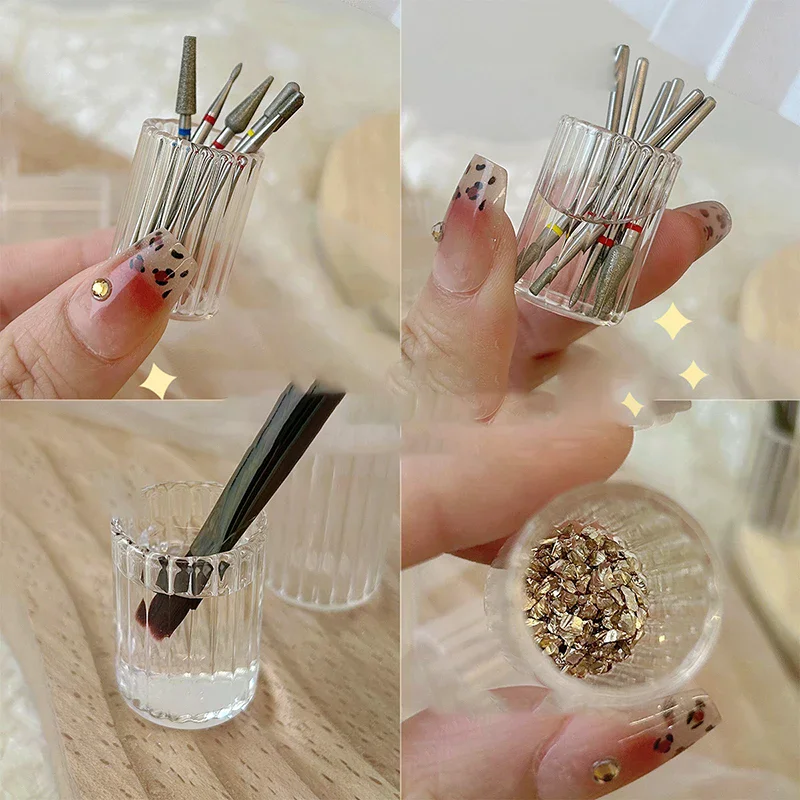 NEW SALE 1pc Nail Cup Crystal Cup Acrylic Liquid Bowl Holder Wash Nail Pen Dish Dappen Manicure Tool