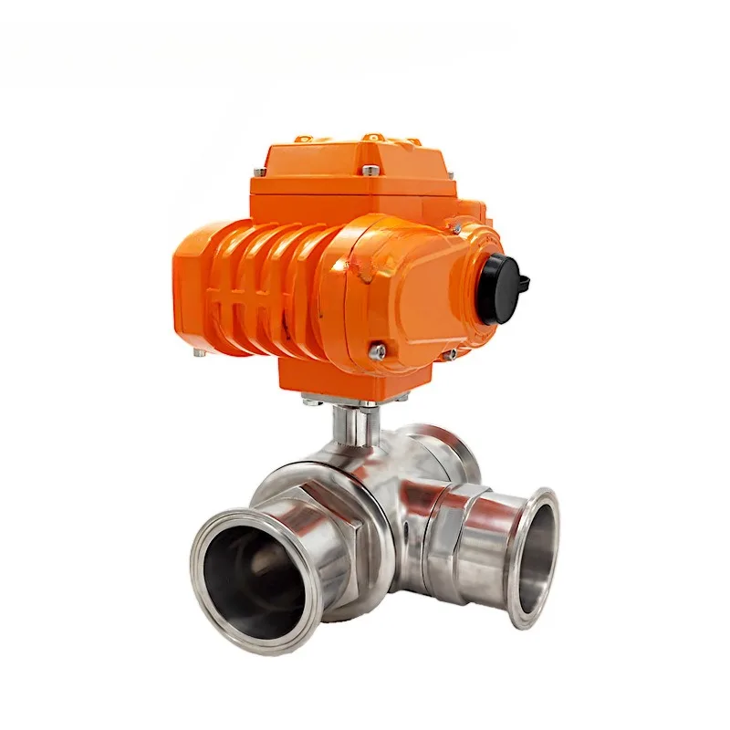 Electric Three-Way Quick Installation (Clamp) Ball Valve Q984/5f-16p Environmental Protection Chemical Water Treatment New