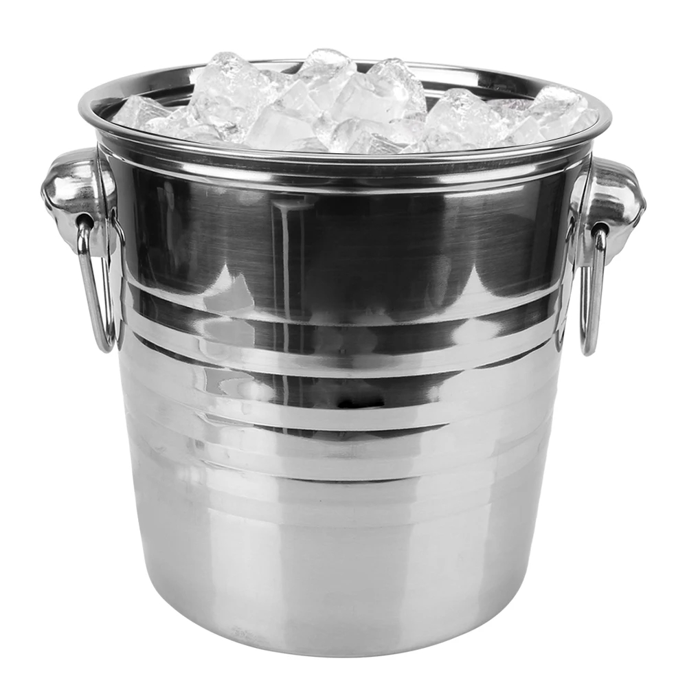 5L Stainless Steel Champagne Wine Beer Bucket For KTV Bar Kitchen Party Barware Wine Beer Cooler Bucket Ice Cube Maker