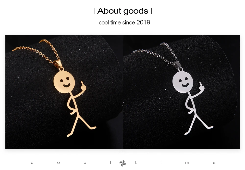 COOLTIME Lustige Mittelfinger Stickman Halskette Edelstahl Hip Hop Doodle Anhänger Halskette für Frauen Männer Punk Schmuck Geschenk – Detail 4