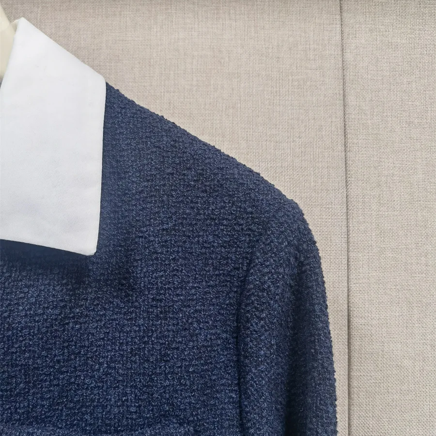 【Geschenk kostenlos】 2025 Frühherbst Neue Mode Kontrastfarbe Abnehmbarer Kragen Tweed Kurze Jacke Damen