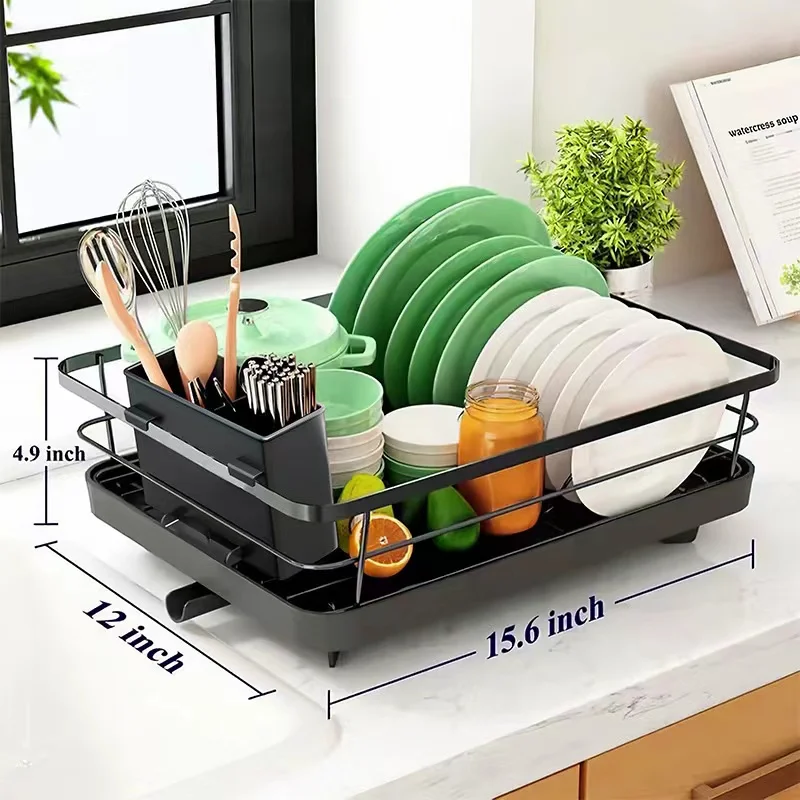 2026 Global Hot Sale Sink Dish Drain Rack Zoned Storage Sink Shelf Home Kitchen Countertop Dish Rack
