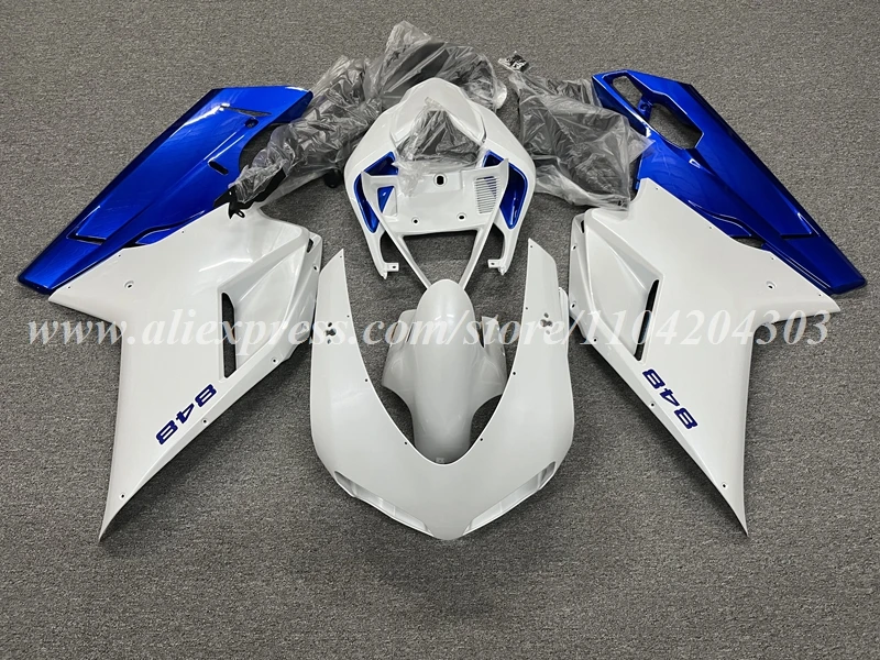 4Gifts New ABS Motorcycle Whole Fairings Kit Fit For Ducati 848 evo 1098 1198 Bodywork Set Custom Glossy Blue White