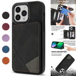 Wallet Line Side Shell Card Slot Magnetic Flip Leather Case For iPhone 15 Pro Max 14 Plus 13 12 11 SE 2022 20 X XR XS 8 7 Cover